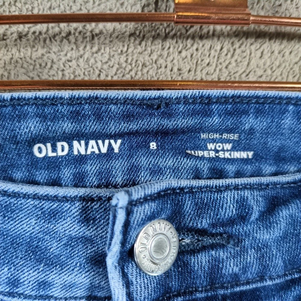 Old Navy Super Skinny Jeans Womens 8 High Rise‎ Blue Medium Wash Denim Stretch
